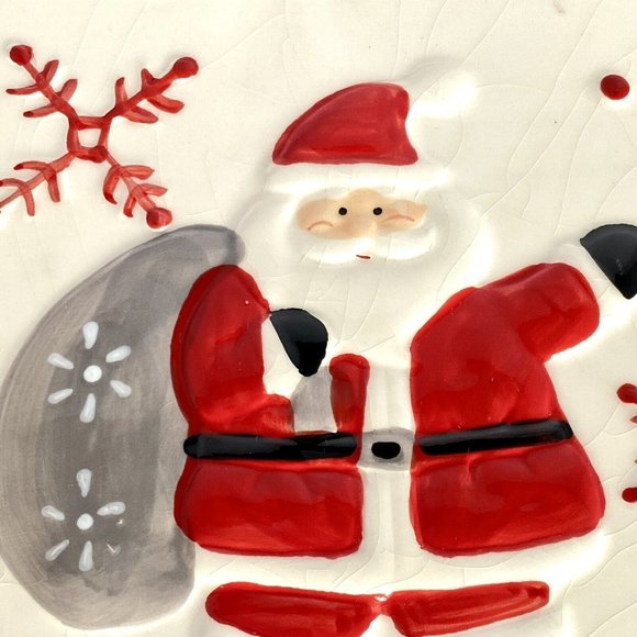 Vintage Santa Tile Trivet Coaster Hand Painted Ceramic 7.5 Inches Square - Picture 2 of 8